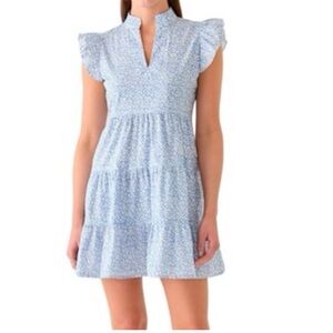 Sail to Sable ruffle sleeve tiered cheetah print dress